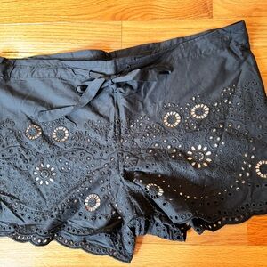 BCBGMaxAzria Black Eyelet High Waist Shorts